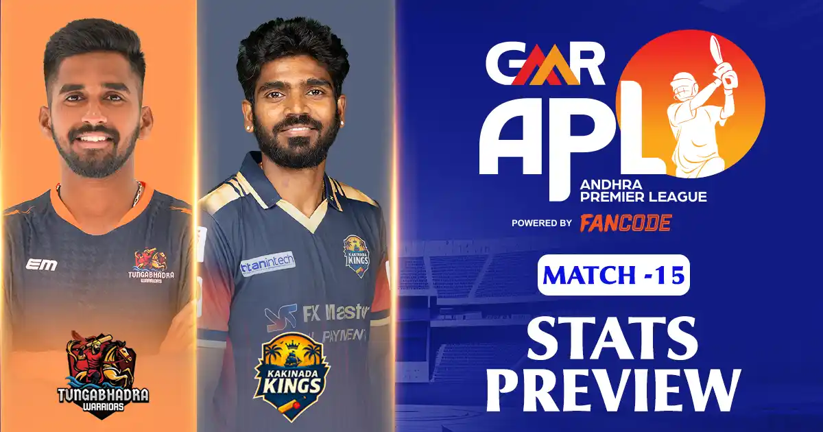 GMR APL 2025: Tungabhadra Warriors vs Kakinada Kings, Match 15: Stats Preview